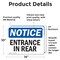Signmission Entrance In Rear OSHA Notice Sign, Vinyl Decal, 14in W x 10in L, 2PK OS-2PACK-NS-D-1014-L-12101 - alternate 6